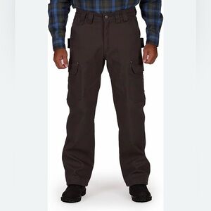Smith’s Workwear Fleece Lined Canvas Cargo Brown Work Pants Size 34x30